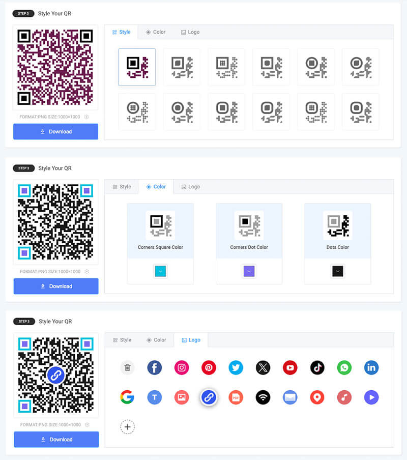 Set Qr Style, color and logo