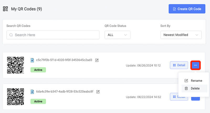 Delete QR Code