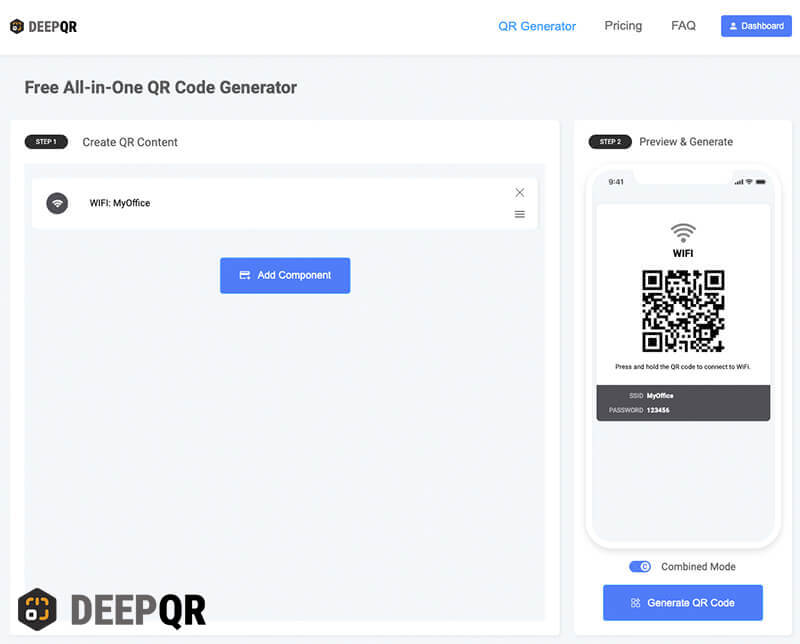 Wifi QR Code Combined Mode