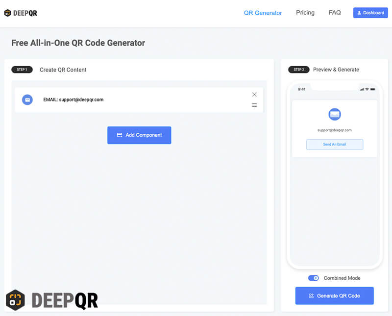 Email QR Code Combined Mode